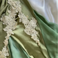 Vintage Sage Green Mermaid Chiffon Satin Tea Length Party Dress Prom Dress SH5470