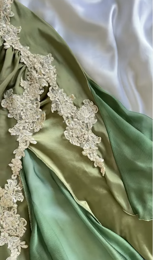 Vintage Sage Green Mermaid Chiffon Satin Tea Length Party Dress Prom Dress SH5470