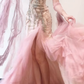 Pink Mermaid Strapless Beaded Tulle Long Sweep Prom Dress 16th Birthday Dress SH4648