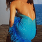 Sexy Sheath Halter Feather Sequin Backless Short Homecoming Dress Evening Dress SH1876