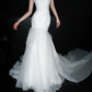 Unique Mermaid Sweetheart Neck White Organza Long Wedding Dress SH6670