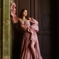 Sweety Pink A Line Long Sleeve Appliques Chiffon Slit Prom Dress Evening Dress SH6689
