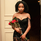 Sexy A Line Off the Shoulder Black Sequin Satin Long Prom Dress Graduation Prom Dress SH2453