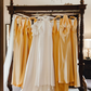 Simple Mermaid Halter Yellow Satin Open Back Bridesmaid Dress Evening Dress SH2796