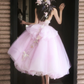 Gentle A Line Strapless Rhinestone Purple Tulle Party Dress Evening Dress SH3216