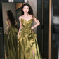 Pretty Green A Line Sweetheart Neck Pleated Satin Evening Dress Party Dress SH3480