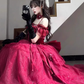 Burgundy Ball Gown Straps Pearls Sequin Tulle Prom Dress 16th Birthday Dress SH4913