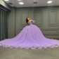 Purple Ball Gown Off the Shoulder Beaded 3D Flowers Sweet 16 Dress Girls Party Gowns vestidos de quinceañera SH3267