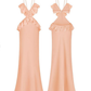 Ruffle Mermaid Spaghetti Straps Yellow Chiffon Satin Open Back Prom Dress Evening Dress SH3289