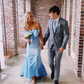 Beautiful Blue Bow Strapless Mermaid Prom Dress SH860