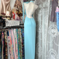 Blue Vintage Sheath Halter Sequin Beaded Chiffon Graduation Prom Dress SH5374