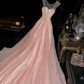 Gentle Pink A Line Sweetheart Neck Tulle Satin Prom Dress Party Evening Dress SH5992