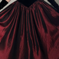Vintage A Line Strapless Black Velvet Burgundy Satin Prom Dress Evening Dress SH6074