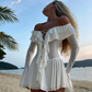 Sexy A Line Long Sleeve White Chiffon Short Prom Dress Homecoming Dress SH8519