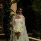 Romantic Sheath Long Sleeve White Lace Wedding Dress with Slit SH6988