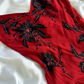 Vintage Sexy A Line Black Beaded Ruffle Red Chiffon Long Party Dress Prom Dress SH5469