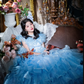 Blue Ball Gown Round Neck Layered Organza Prom Dress 16th Birthday Dress SH4089