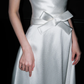 Elegant White Bow A Line Strapless Satin Long Wedding Dress SH4711
