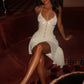 Beauty A Line Spaghetti Straps Ivory Short Homecoming Dress with Lace SH7844