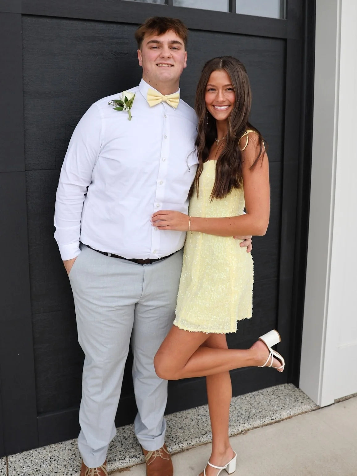Bling A Line Spaghetti Straps Yellow Sequins Short Homecoming Dress SH7935