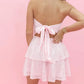 Bling Bodycon Strapless Light Pink Sequins Short Homecoming Dress with Bowknot Back SH7911
