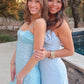 Bling A Line Spaghetti Straps Blue Sequins Short Homecoming Dress SH7809