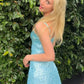 Bling A Line Spaghetti Straps Blue Sequins Short Homecoming Dress SH7809