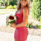 Bling Sheath Sweetheart Red Short Homecoming Dress with Beading SH7456
