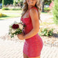 Bling Sheath Sweetheart Red Short Homecoming Dress with Beading SH7943