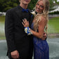 Elegant Royal Blue Sheath Sweetheart Neck Lace Long Prom Dress SH8221