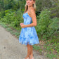 Sweetheart A Line Corset Floral Print Short Homecoming Dress SH5925