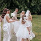 Pretty Bow Tie White Sheath Satin Long Bridesmaid Dress SH6566
