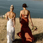 Burnt Orange Open Back Spaghetti Strap Mermaid Charming Bridesmaid Dresses SH5577