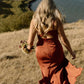 Burnt Orange Open Back Spaghetti Strap Mermaid Charming Bridesmaid Dresses SH5577