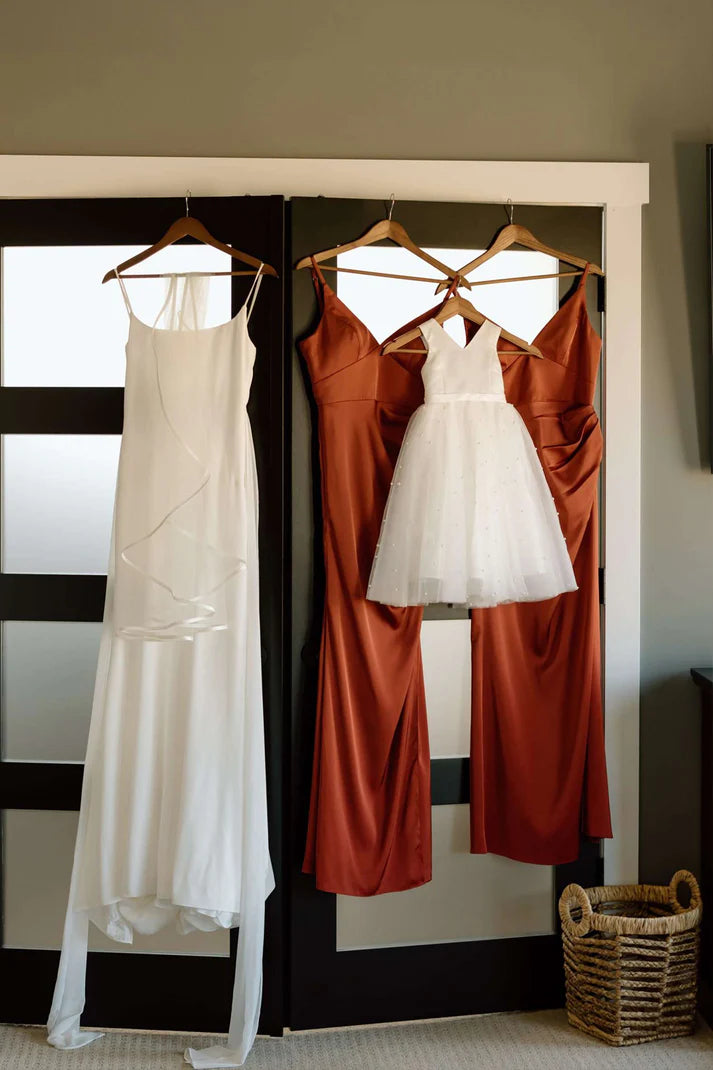 Burnt Orange Open Back Spaghetti Strap Mermaid Charming Bridesmaid Dresses SH5577