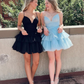 A Line Deep V Neck Tiered Tulle Homecoming Dress SH1704