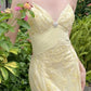 Mermaid Spaghetti Straps Yellow Chiffon Long Prom Dresses Evening Dress With Beads SH1654