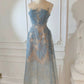 Cute A Line Scoop Neckline Lace Blue Prom Dress Evening Dresses SH1784