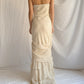 Vintage Apricot Draped Gown Featuring Strapless Neckline Dress with Scarf SH3628