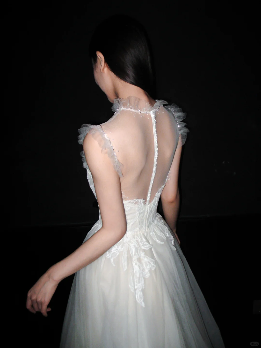 New A Line High Neck White Lace Tulle Long Wedding Dress SH8919