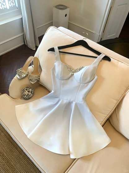 Blue Ombre A Line Simple Satin Short Prom Dress Homecoming Dress SH5836