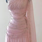 Elegant A Line One Shoulder Beaded Pink Chiffon Long Sweep Prom Dress Evening Dress SH2622
