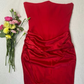 Charming Red Mermaid Strapless Satin Prom Dress Evening Dress SH1754