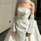 Stunning Ball Gown Strapless Exquisite Beaded White Satin Wedding Dress SH5278
