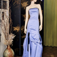 Elegant Purple Mermaid Strapless Satin Long Prom Dress SH4579