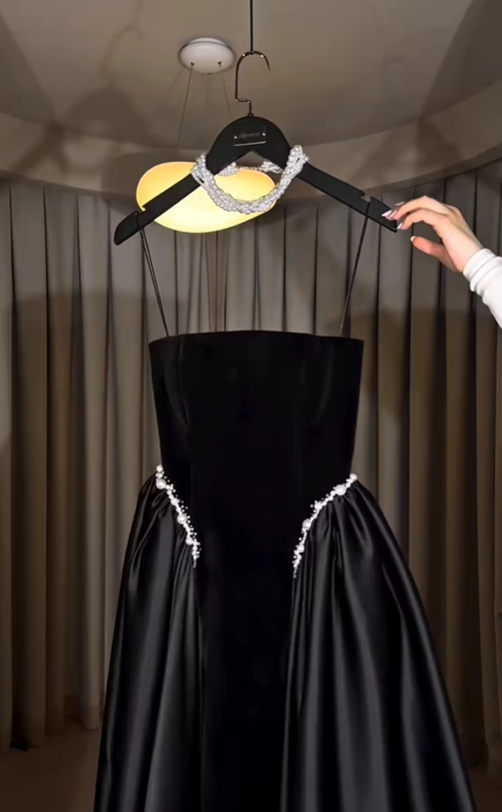 Classy A Line Strapless Pearl Dark Burgundy Velvet Satin Party Dress Wedding Guest Dress SH2923