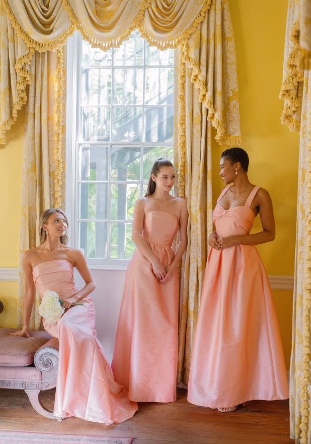 Elegant Pink A Line Spaghetti Strap Satin Long Bridesmaid Dress SH6310