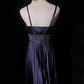 Retro A Line Spaghetti Strap Pleated Beaded Purple Satin Prom Dress Evening Dress SH3327