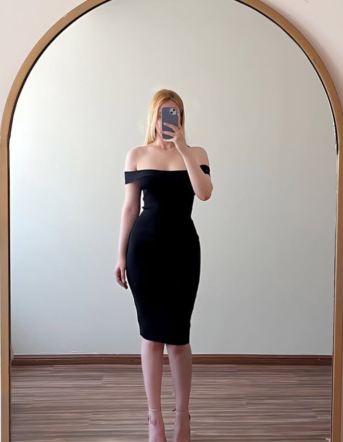 Elegant Black Sheath Off the Shoulder Satin Short Prom Dress Homecoming Dress SH9066