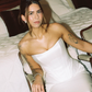 Beautiful Sheath Strapless Corset White Satin Long Train Wedding Dress SH6034